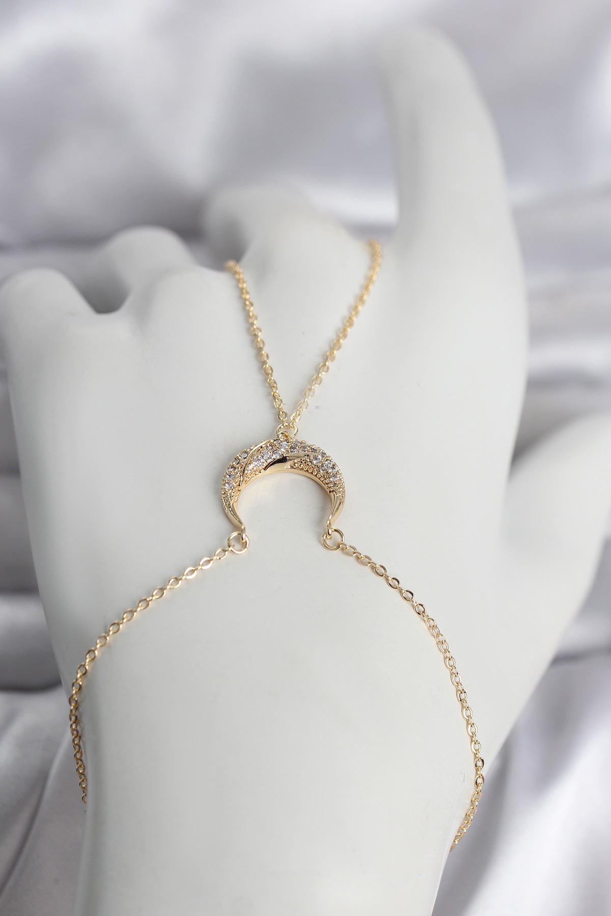 Pirinç Gold Renk Hilal Model Zirkon Taşlı Kadın Şahmeran TG27SN751 - Çok Renkli / Standart