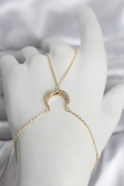 Pirinç Gold Renk Hilal Model Zirkon Taşlı Kadın Şahmeran TG27SN751