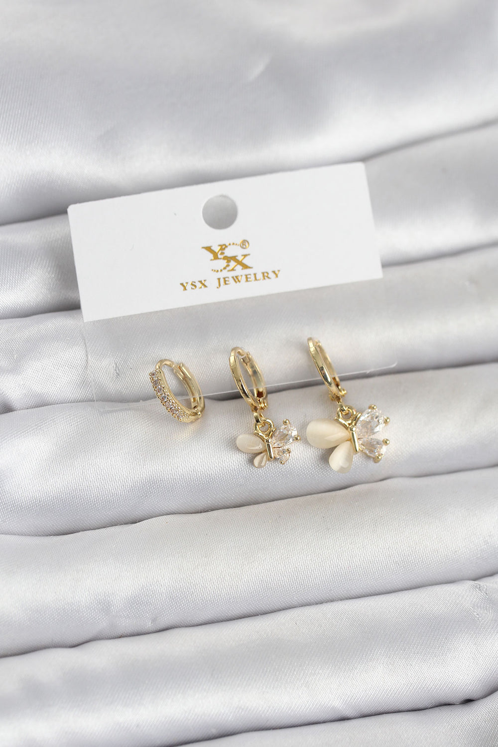 Pirinç Gold Renk Kelebek Model 3'lü Kadın Küpe TG27BKP11709