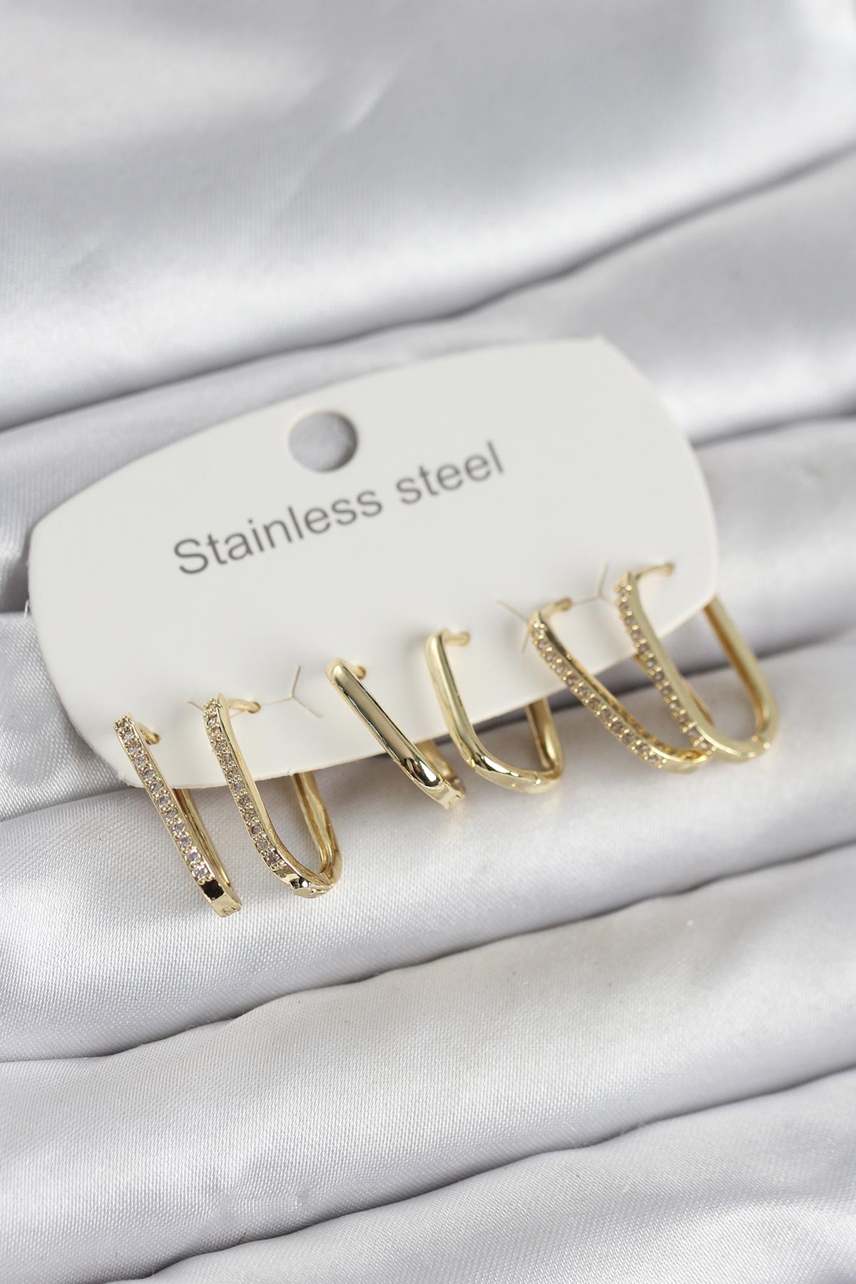 316L Çelik Gold Renk 6'lı Set Geometrik Model Kadın Küpe TG27BKP11741 - Çok Renkli / Standart