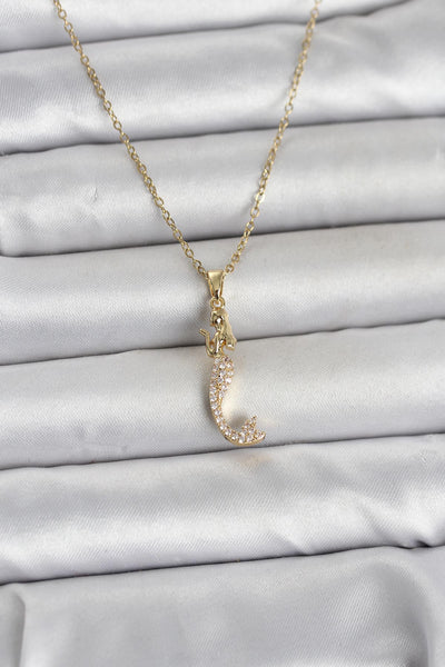 316L Çelik Zincir Gold Renk Zirkon Taşlı Deniz Kızı Model Kadın Kolye TG27BKO11024