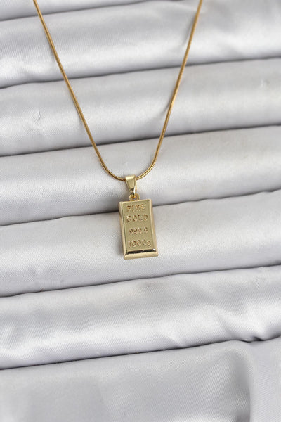 316L Çelik Zincir Gold Renk Külçe Altın Model Kadın Kolye TG27BKO11042