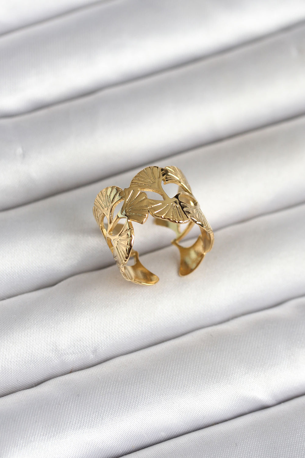 316L Çelik Gold Renk Yelpaze Model Kadın Yüzük TG27BYK4159