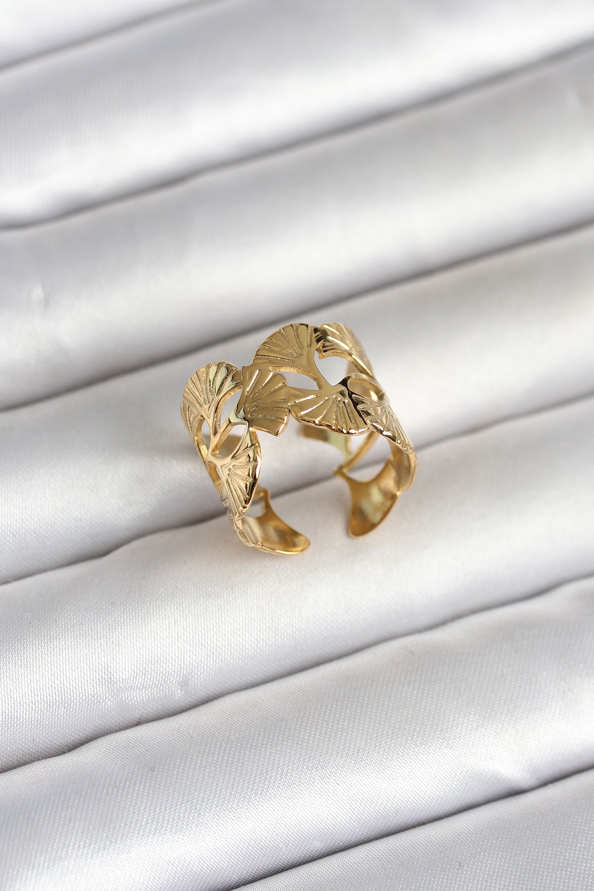 316L Çelik Gold Renk Yelpaze Model Kadın Yüzük TG27BYK4159 - Çok Renkli / Standart