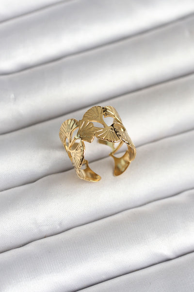 316L Çelik Gold Renk Yelpaze Model Kadın Yüzük TG27BYK4159