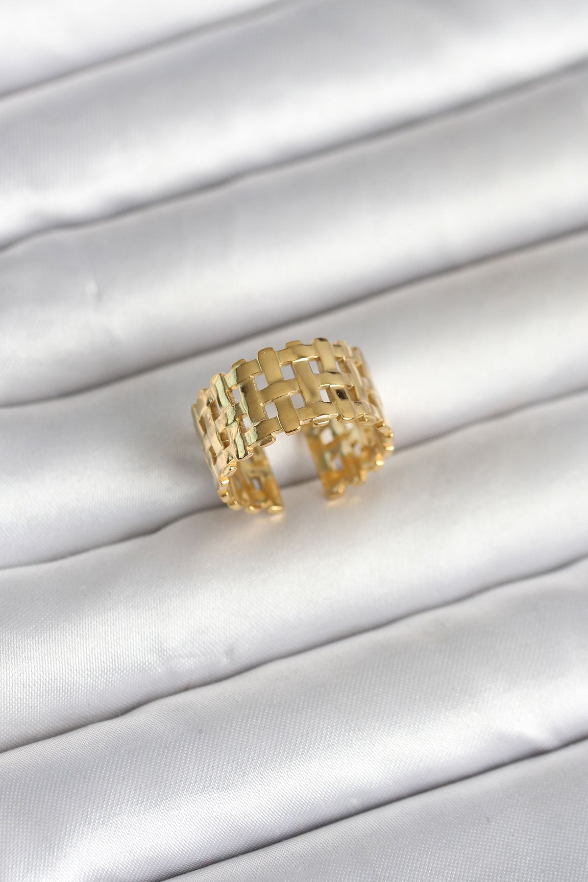 316L Çelik Gold Renk Hasır Model Kadın Yüzük TG27BYK4161 - Çok Renkli / Standart