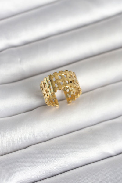316L Çelik Gold Renk Hasır Model Kadın Yüzük TG27BYK4161