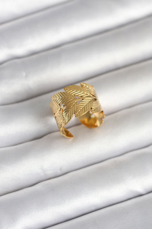 316L Çelik Gold Renk Başak Modeli Kadın Yüzük TG27BYK4162