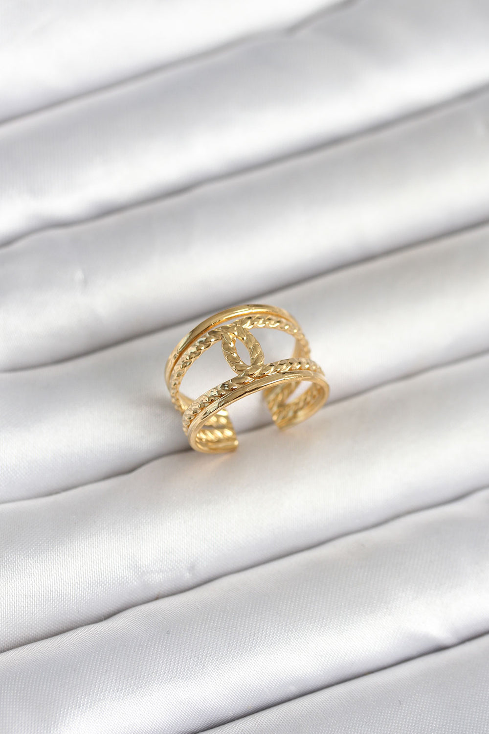 316L Çelik Gold Renk Burgu Düğüm Model Kadın Yüzük TG27BYK4163