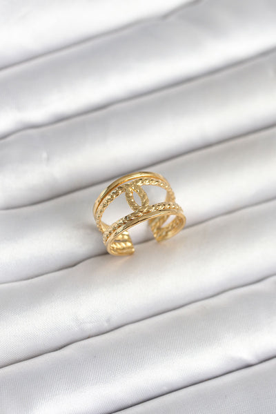 316L Çelik Gold Renk Burgu Düğüm Model Kadın Yüzük TG27BYK4163
