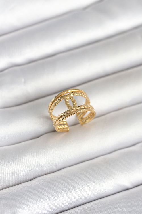 316L Çelik Gold Renk Burgu Düğüm Model Kadın Yüzük TG27BYK4163