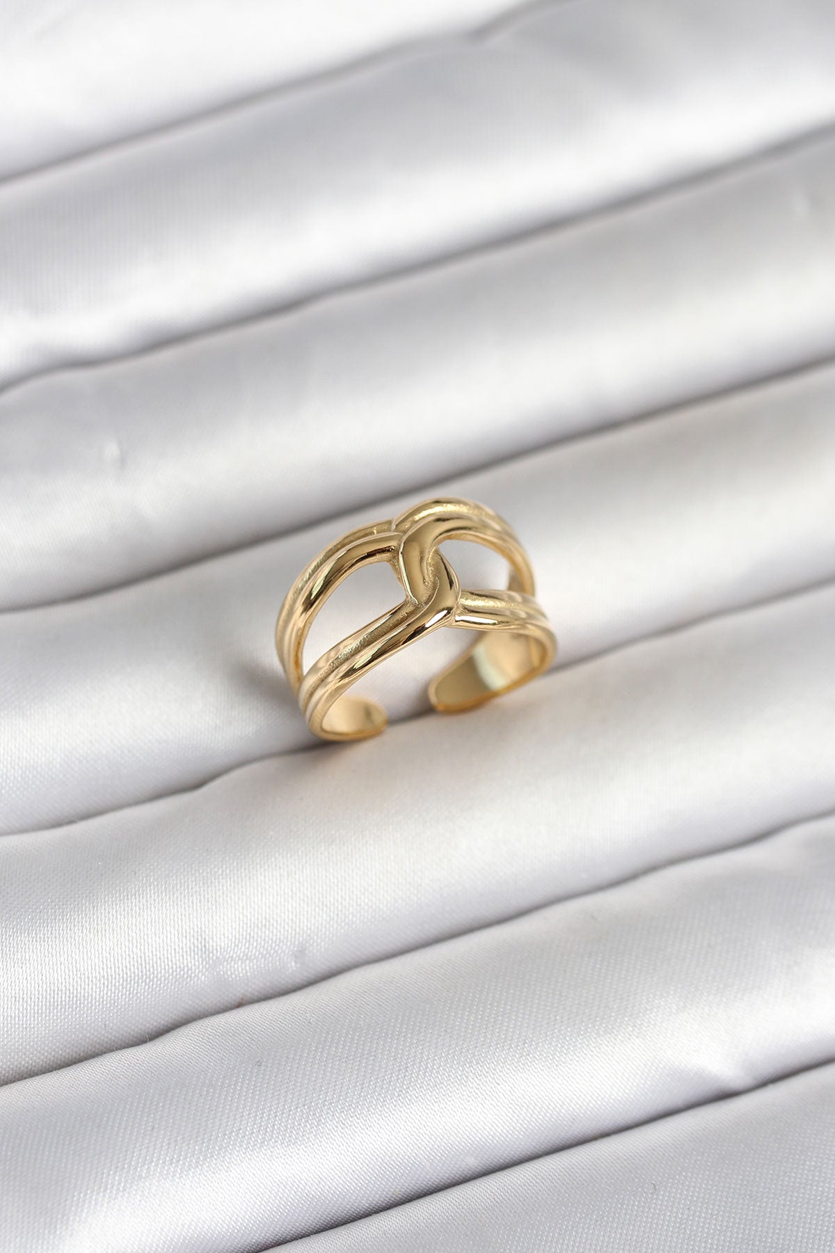 316L Çelik Gold Renk Düğüm Model Kadın Yüzük TG27BYK4165 - Çok Renkli / Standart