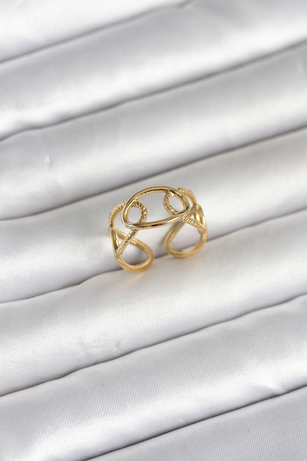 316L Çelik Gold Renk Zincir Model Kadın Yüzük TG27BYK4177 - Çok Renkli / Standart