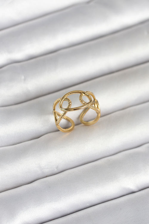 316L Çelik Gold Renk Zincir Model Kadın Yüzük TG27BYK4177