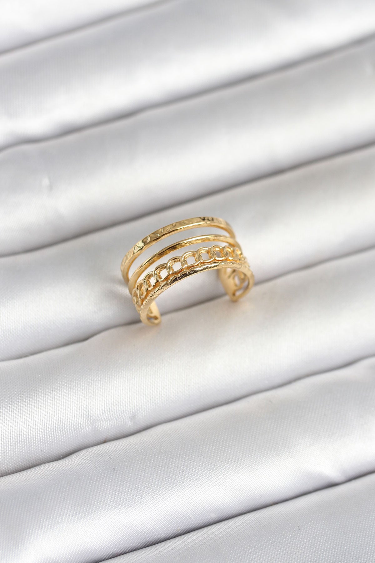 316L Çelik Gold Renk Zincirli Vintage Model Kadın Yüzük TG27BYK4170 - Çok Renkli / Standart