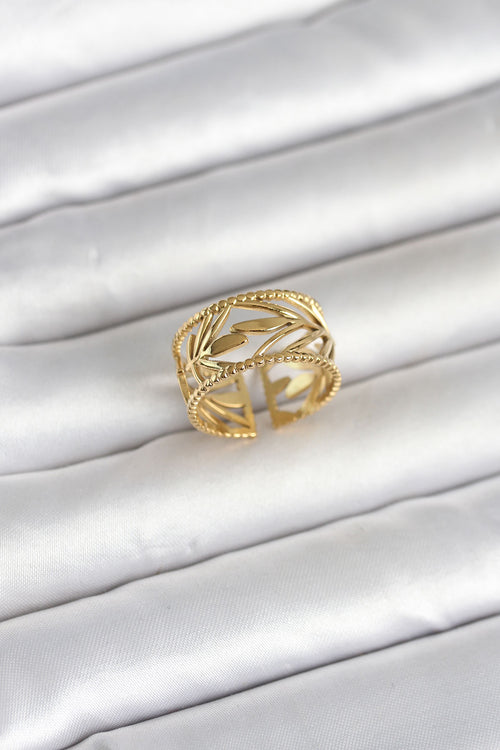 316L Çelik Gold Renk Başak Model Kadın Yüzük TG27BYK4182