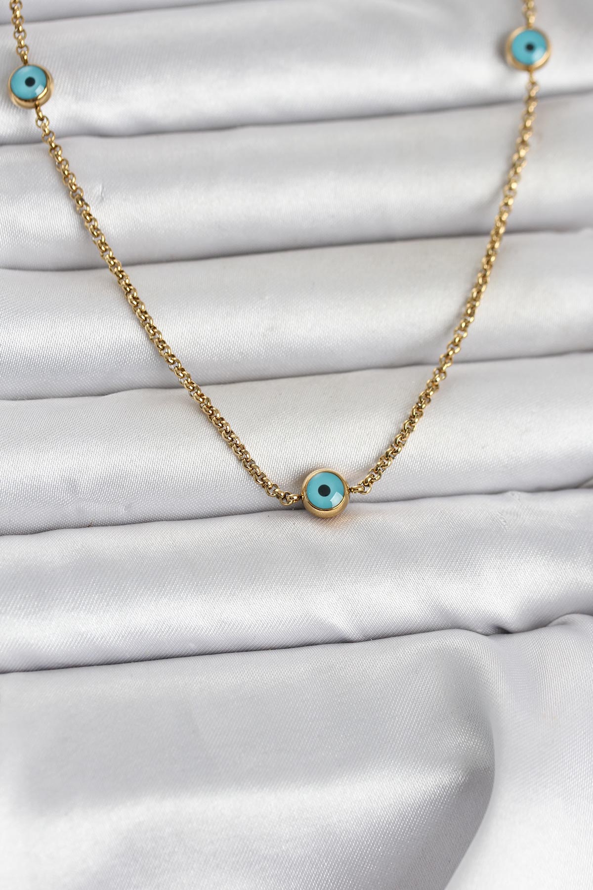 316L Çelik Gold Renk Nazarlı Model Kadın Kolye TG27BKO11044 - Çok Renkli / Standart