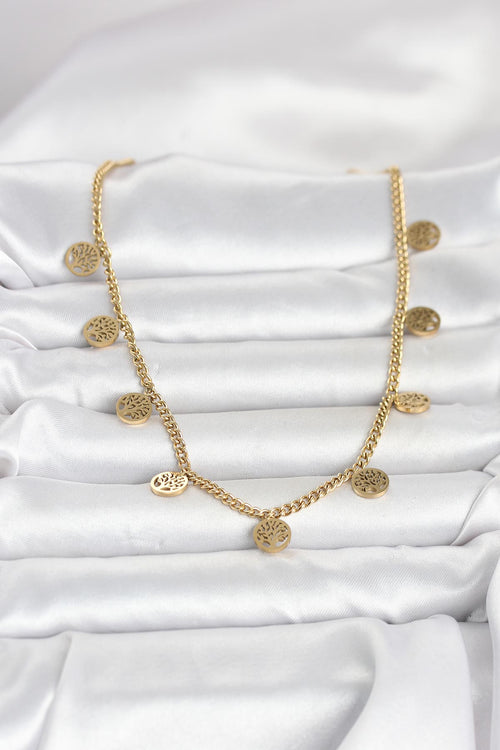 316L Çelik Gold Renk Yaşam Ağacı Model Kadın Kolye TG27BKO11045 - görsel 2