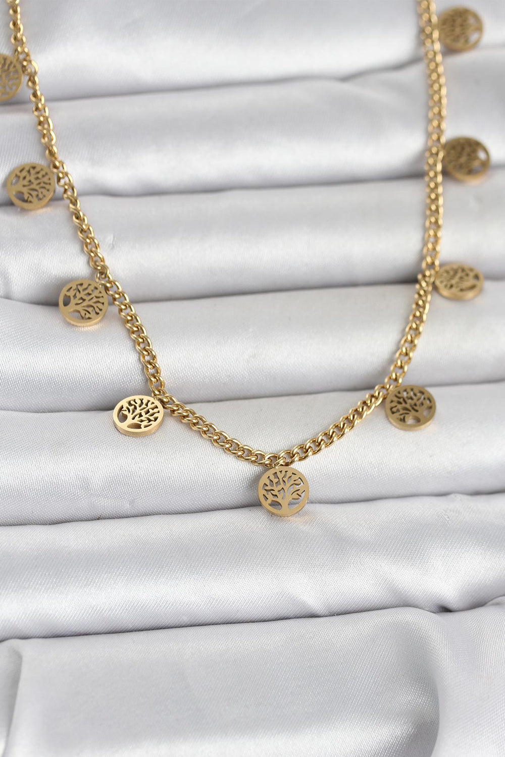 316L Çelik Gold Renk Yaşam Ağacı Model Kadın Kolye TG27BKO11045