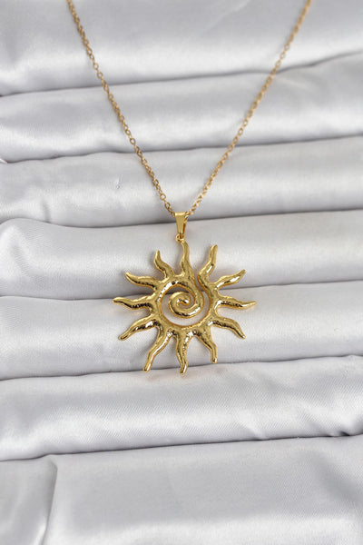 316L Çelik Gold Renk Bohem Güneş Model Kadın Kolye TG27BKO11047