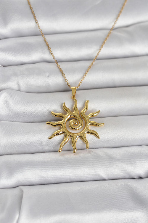 316L Çelik Gold Renk Bohem Güneş Model Kadın Kolye TG27BKO11047
