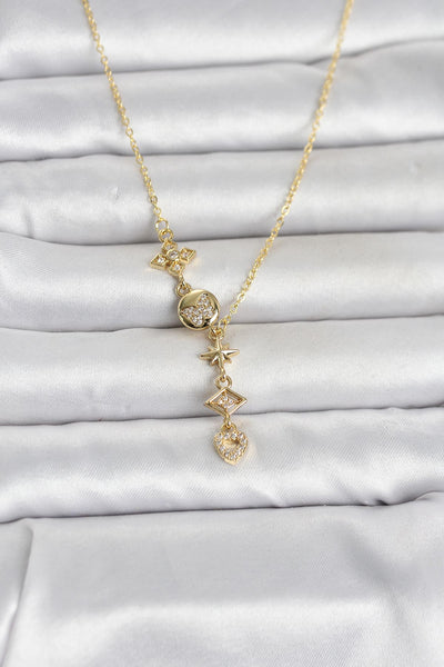 316L Çelik Gold Renk Zirkon Taşlı Y Kadın Kolye TG27BKO11053