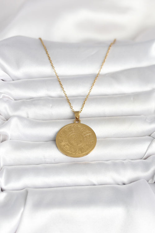 316L Çelik Gold Renk Ayetel Kürsi Yazılı Kolye TG27BKO11059 - görsel 2