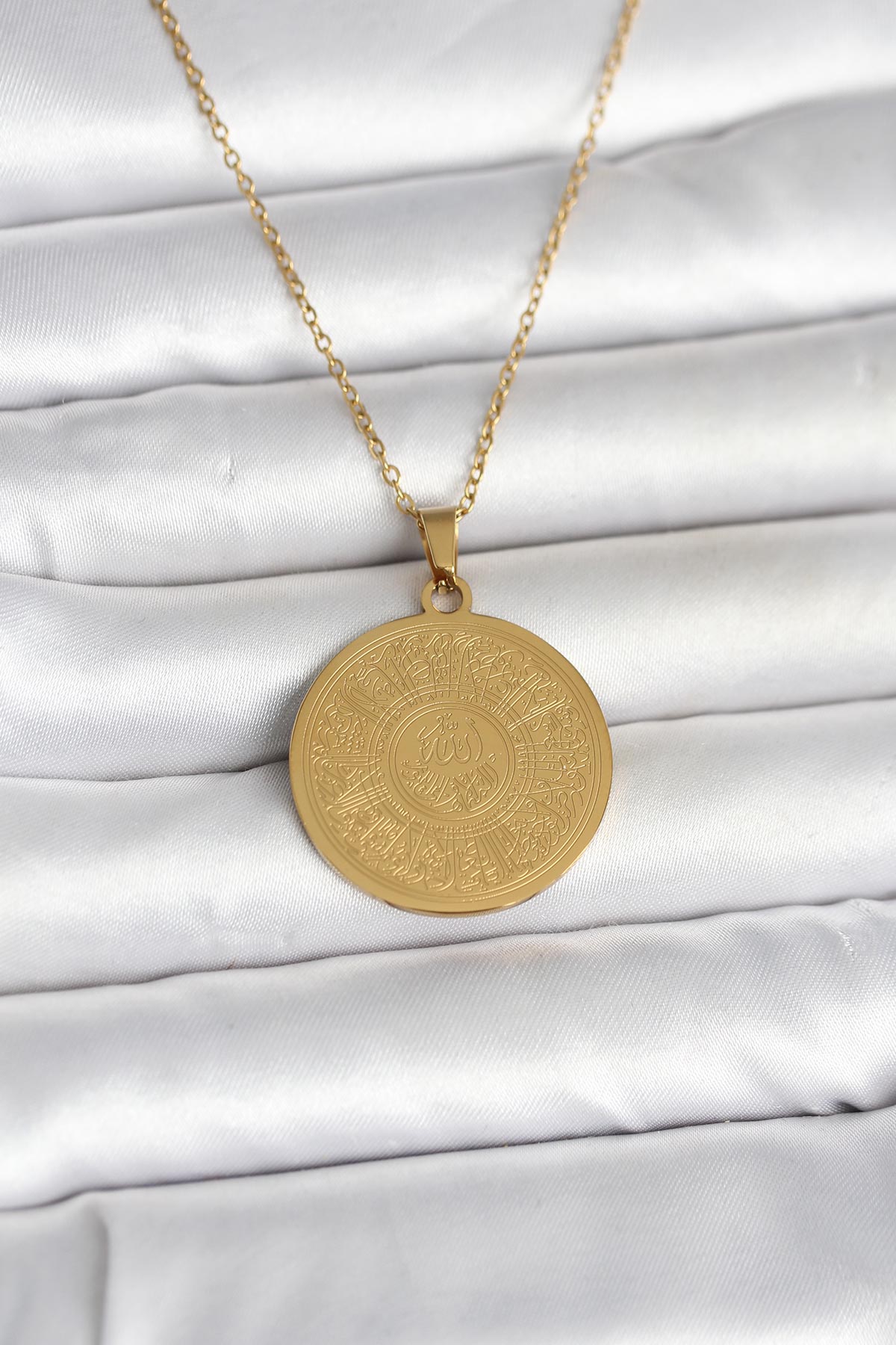 316L Çelik Gold Renk Ayetel Kürsi Yazılı Kolye TG27BKO11059 - Çok Renkli / Standart