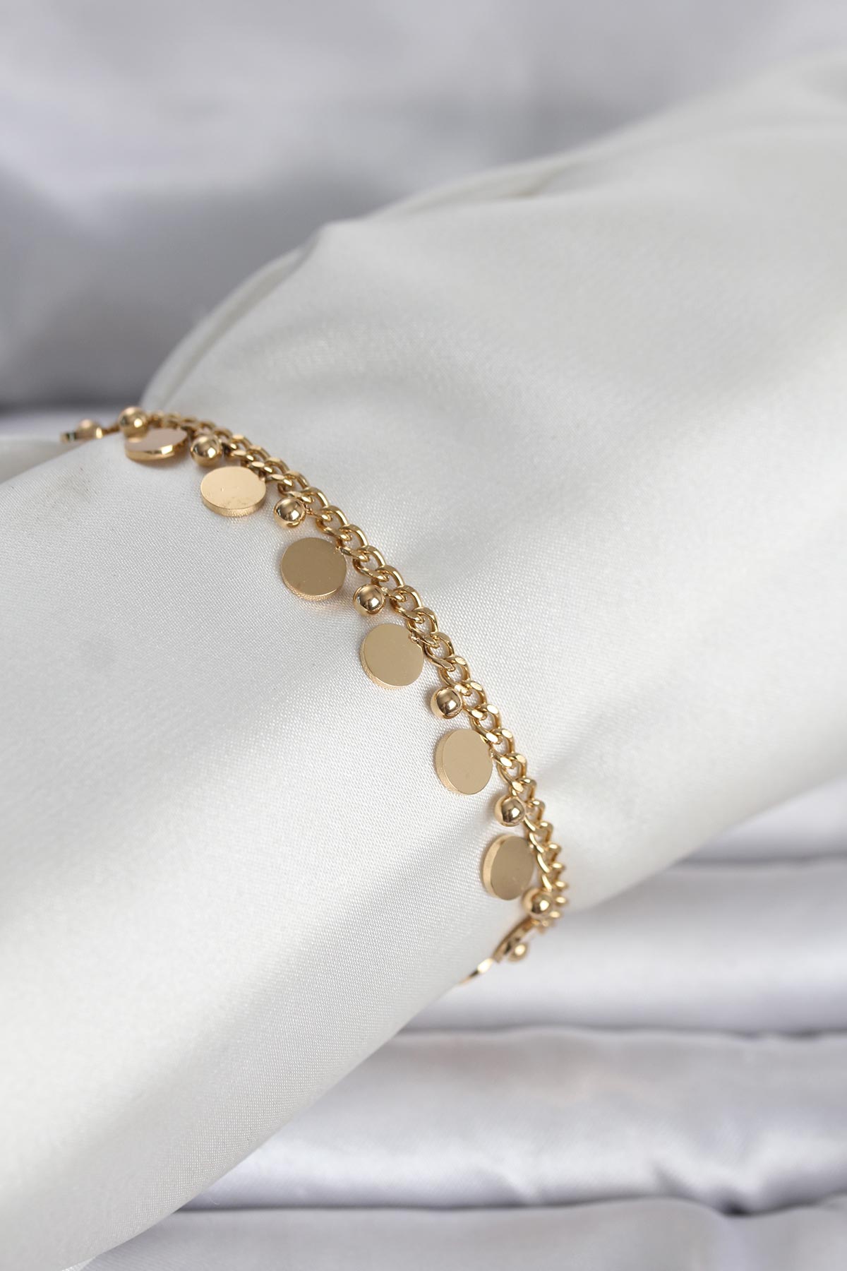316L Çelik Gold Renk Pullu Model Kadın Bileklik TG27BB8383 - Çok Renkli / Standart