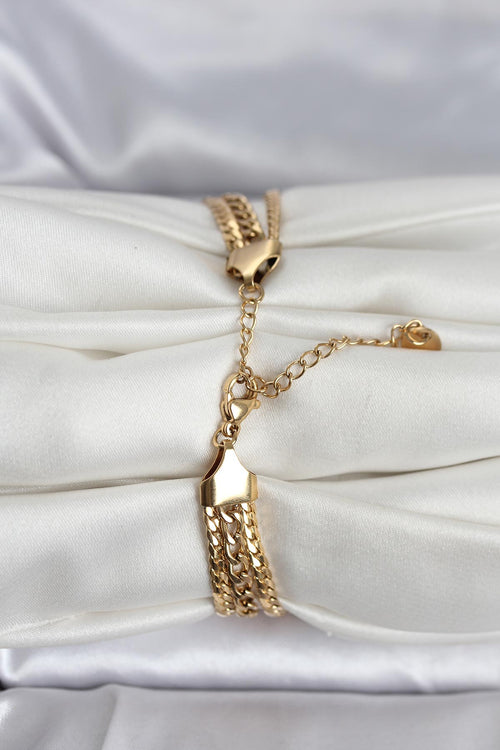 316L Çelik Gold Renk 3'lü Kadın Bileklik TG27BB8384 - görsel 2