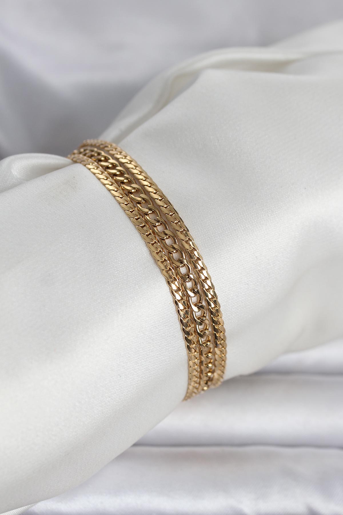 316L Çelik Gold Renk 3'lü Kadın Bileklik TG27BB8384 - Çok Renkli / Standart