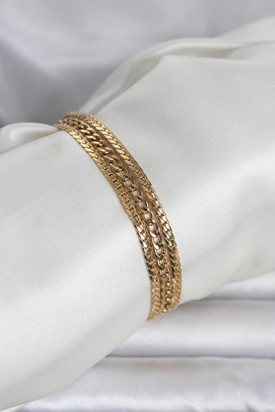 316L Çelik Gold Renk 3'lü Kadın Bileklik TG27BB8384