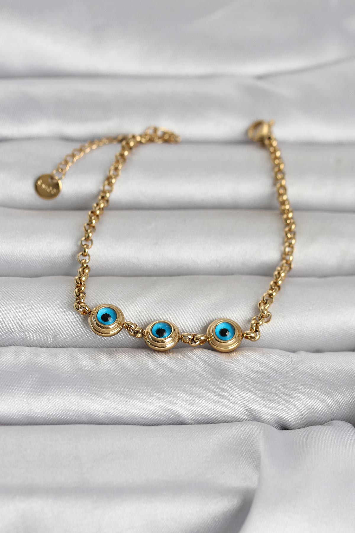 316L Çelik Gold Renk Nazarlı Kadın Bileklik TG27BB8392 - Çok Renkli / Standart