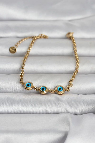 316L Çelik Gold Renk Nazarlı Kadın Bileklik TG27BB8392
