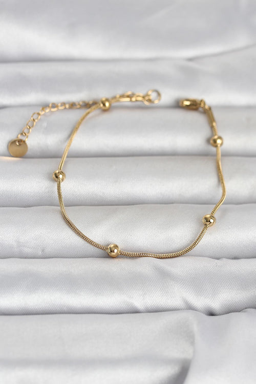 316L Çelik Gold Renk Top Zincirli Kadın Bileklik TG27BB8393