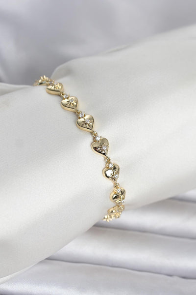 Pirinç Gold Renk Kalpli Kutup Yıldızı İşleme Kadın Bileklik TG27BB8402