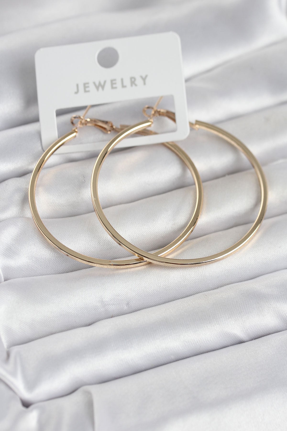 Gold Renk Pirinç Köşeli Kenar Halka 54 mm Kadın Küpe TG27BKP11767 - Çok Renkli / Standart