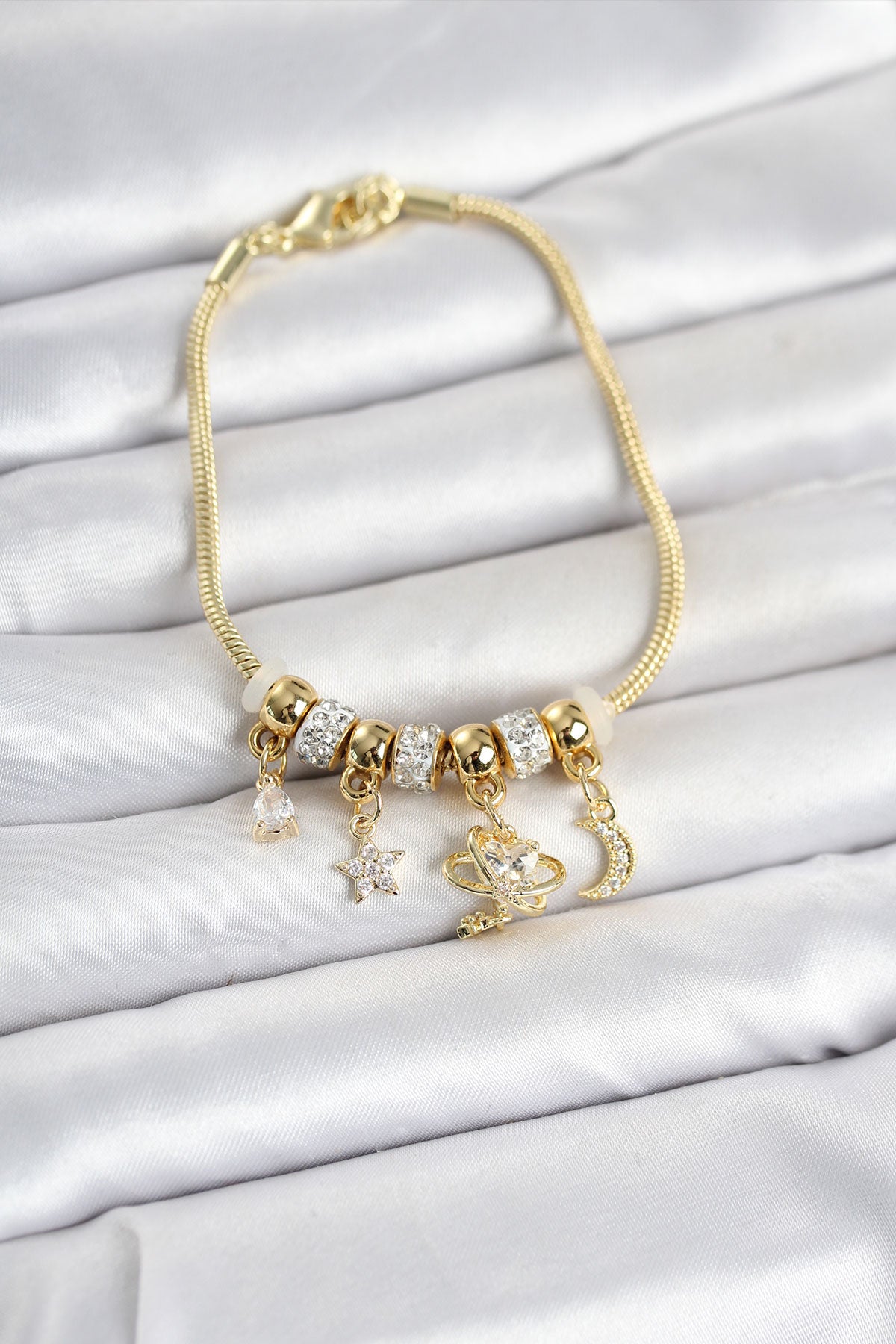 Pirinç Gold Renk Charmlı Kadın Bileklik TG27BB8442 - Çok Renkli / Standart