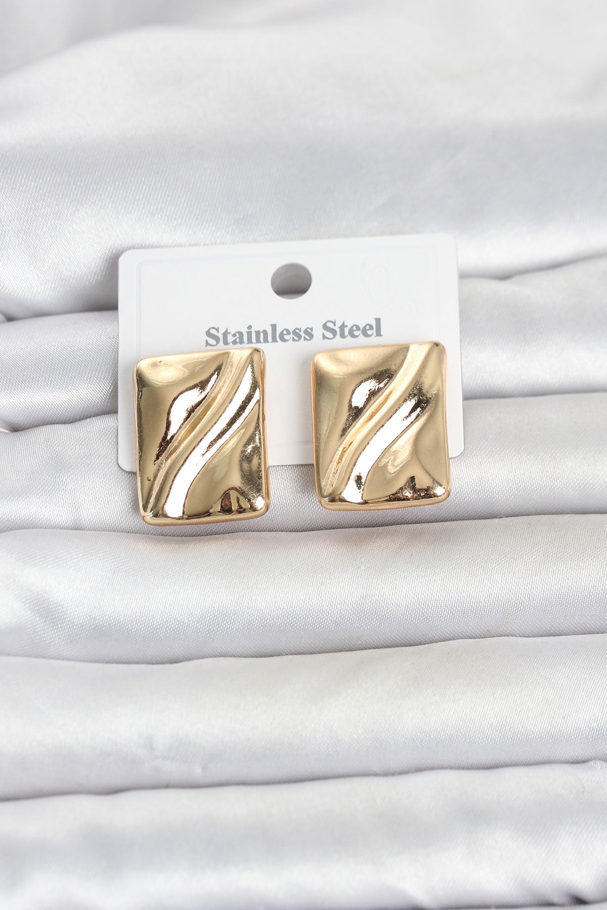 316L Çelik Gold Renk Plaka Model Kadın Küpe TG27BKP11818 - Çok Renkli / Standart