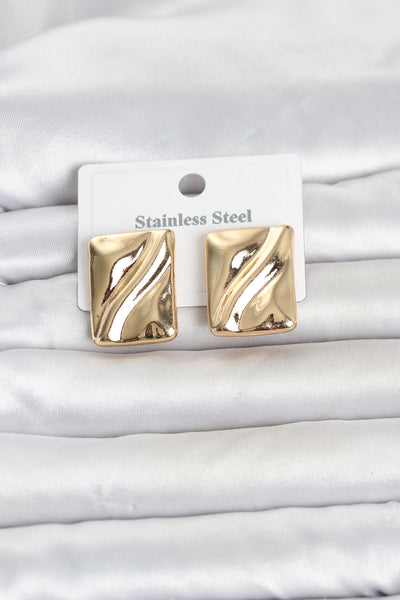 316L Çelik Gold Renk Plaka Model Kadın Küpe TG27BKP11818