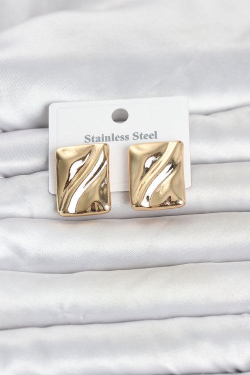 316L Çelik Gold Renk Plaka Model Kadın Küpe TG27BKP11818