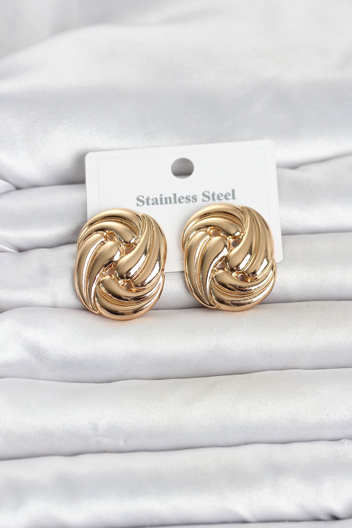 316L Çelik Gold Renk Motif Desen Model Kadın Küpe TG27BKP11812 - Çok Renkli / Standart