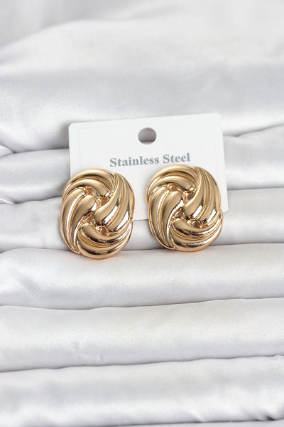316L Çelik Gold Renk Motif Desen Model Kadın Küpe TG27BKP11812