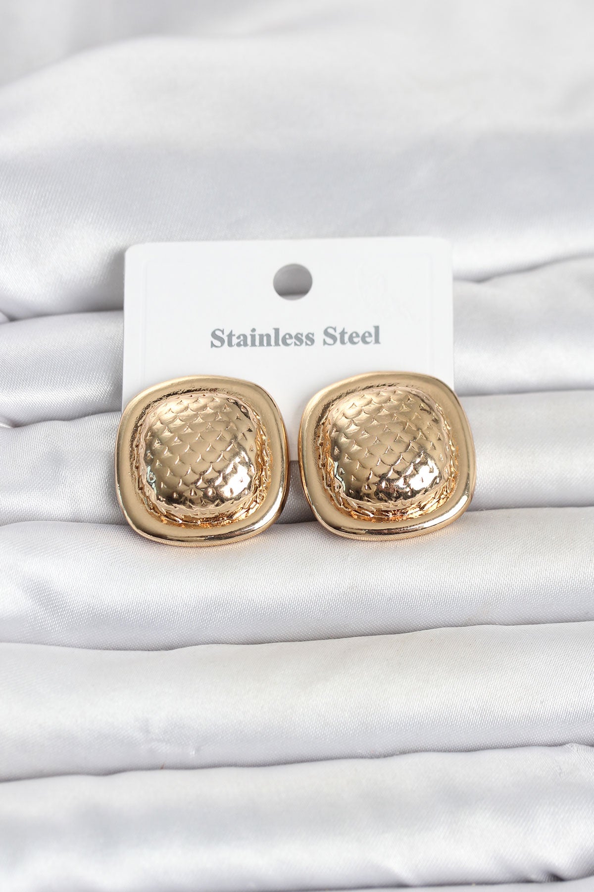 316L Çelik Gold Renk Düğme Model Kadın Küpe TG27BKP11816 - Çok Renkli / Standart