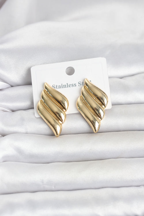 316L Çelik Gold Renk Motif Model Kadın Küpe TG27BKP11819
