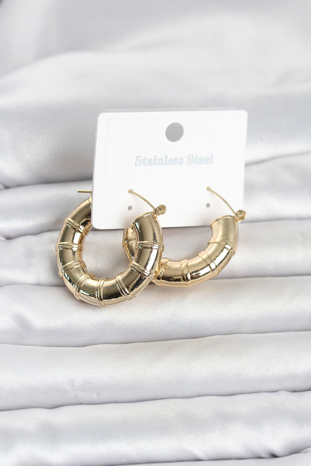 316L Çelik Gold Renk Bambu Model Halka Kadın Küpe TG27BKP11828