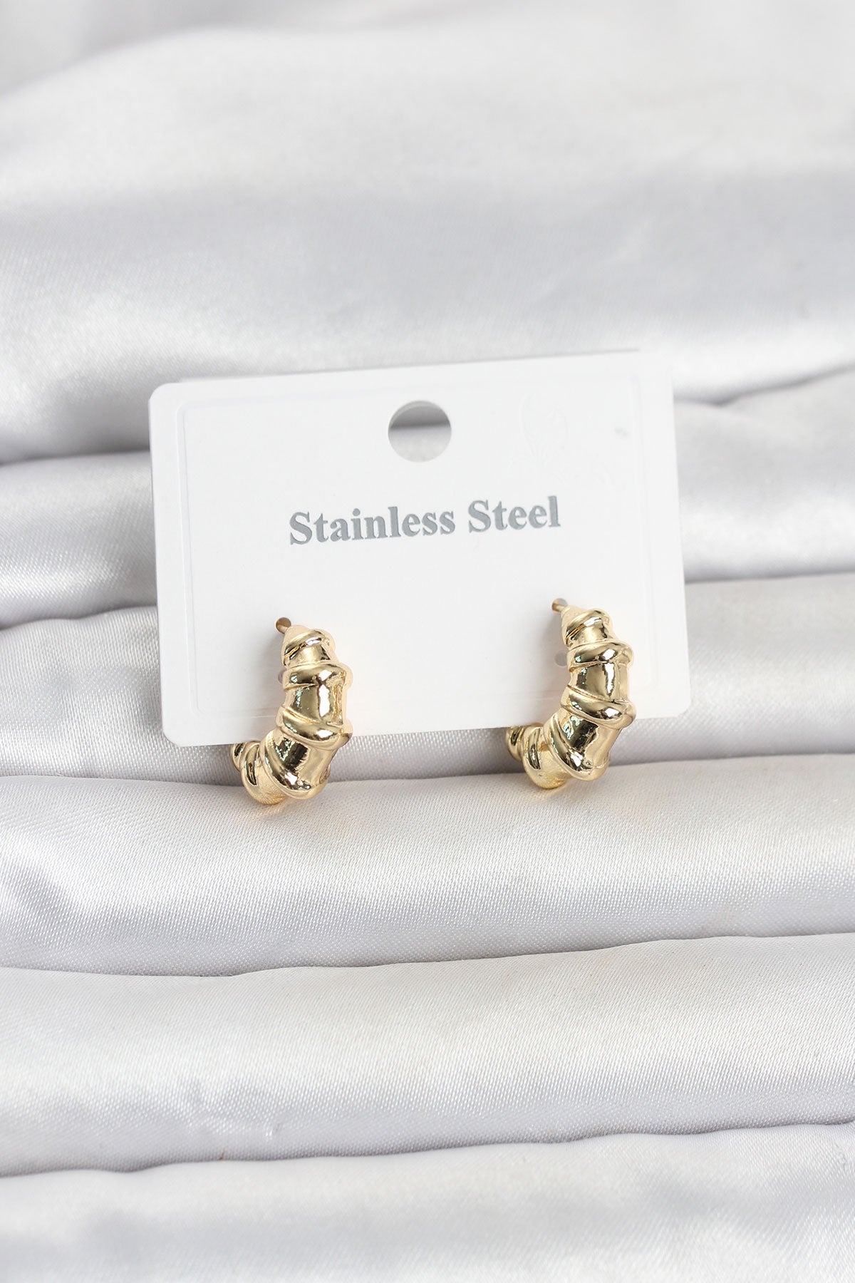 316L Çelik Gold Renk Halka Model Kadın Küpe TG27BKP11857 - Çok Renkli / Standart