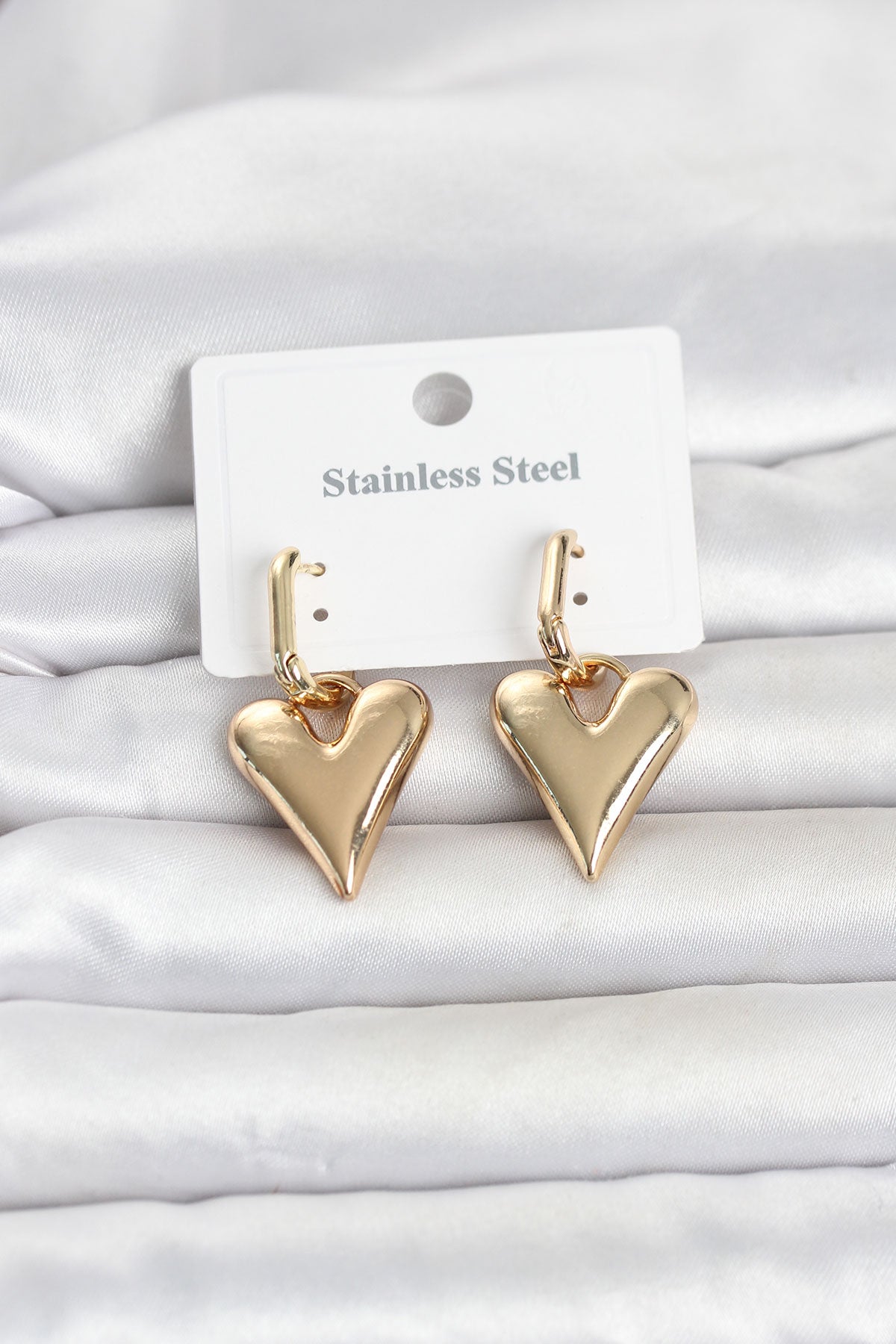 316L Çelik Gold Renk Kalp Modelli Kadın Küpe TG27BKP11835 - Çok Renkli / Standart