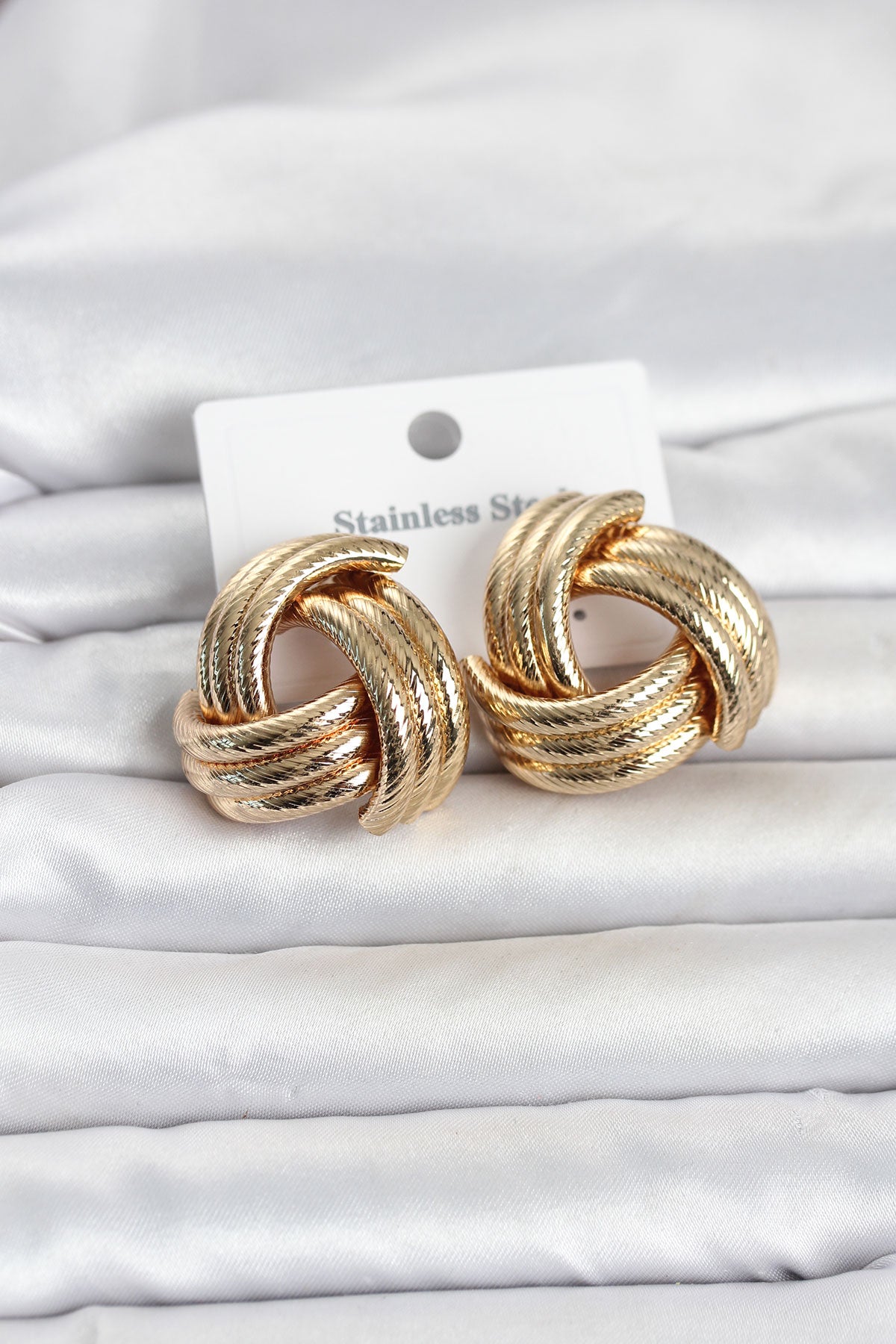 316L Çelik Gold Renk Sarmal Model Kadın Küpe TG27BKP11841 - Çok Renkli / Standart