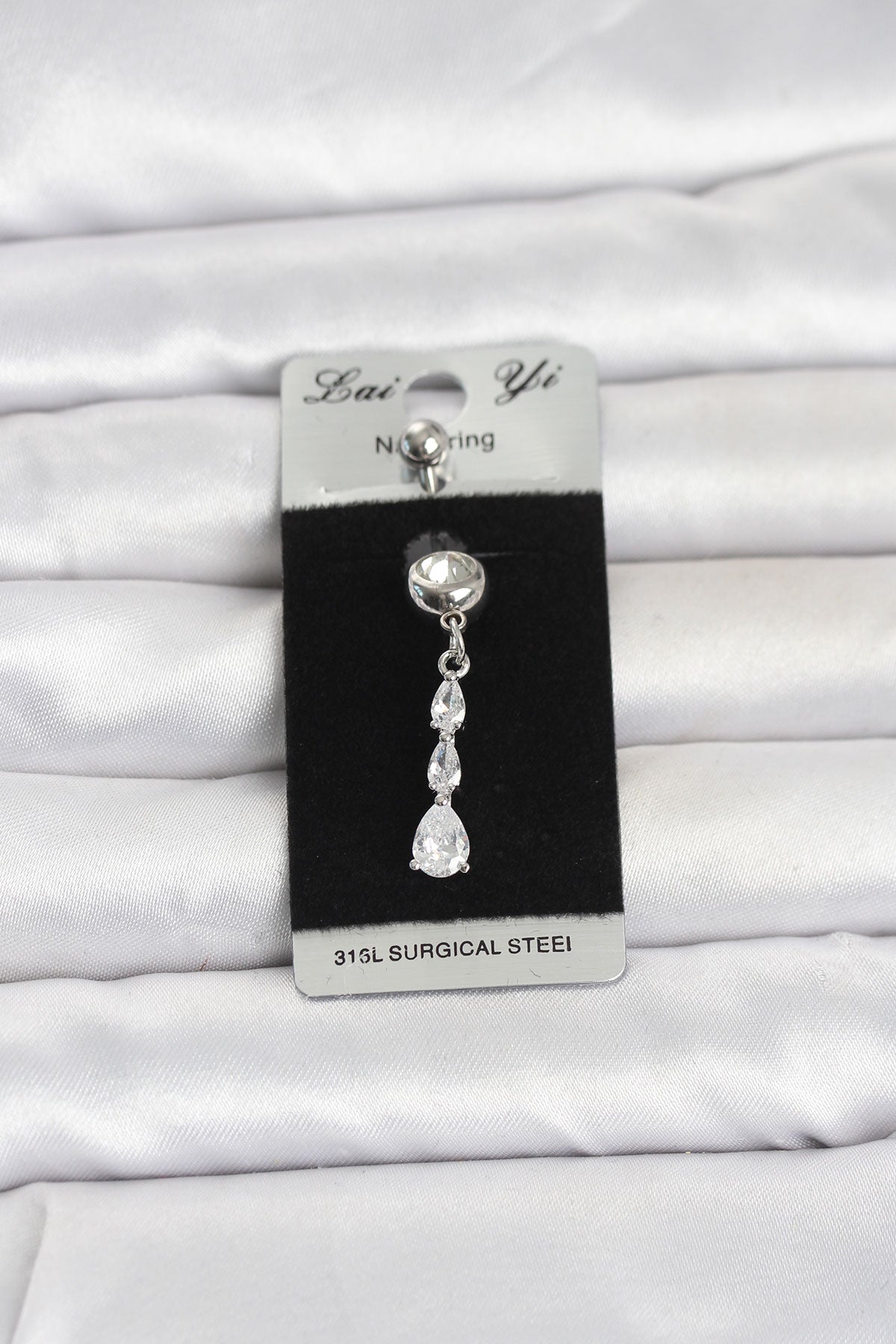 316L Cerrahi Çelik Sallantılı Damla Model Göbek Piercing TG27PR1398 - Çok Renkli / Standart